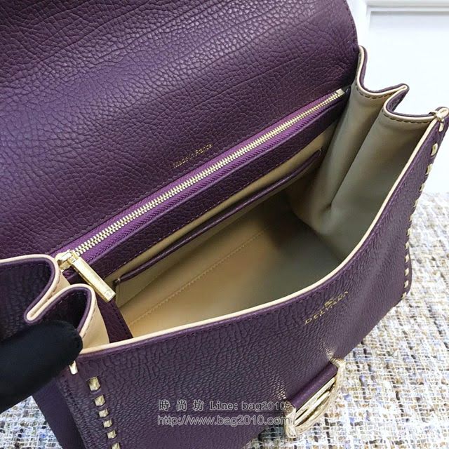 DELVAUX女包 Delvaux brilliantMM不銹鋼蛇鏈外縫 原版皮 德爾沃女手提包 DF0028蛇鏈紫 大號 Delvaux女單肩斜挎包  fcs1120